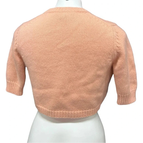 Michael Kors cashmere three quarter sleeve cropped open cardigan sweater twee - Picture 3 of 6